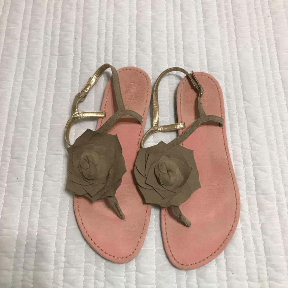 Loft floral sandal.  Sz 7.  Taupe and pink.